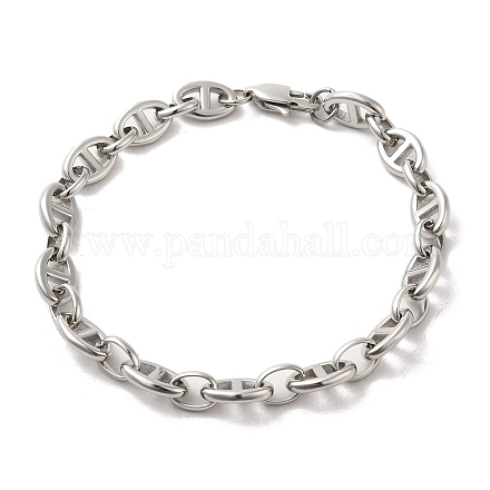 Placcatura ionica (ip) 304 bracciale con catena a maglie ovali in acciaio inossidabile BJEW-D030-11A-P-1