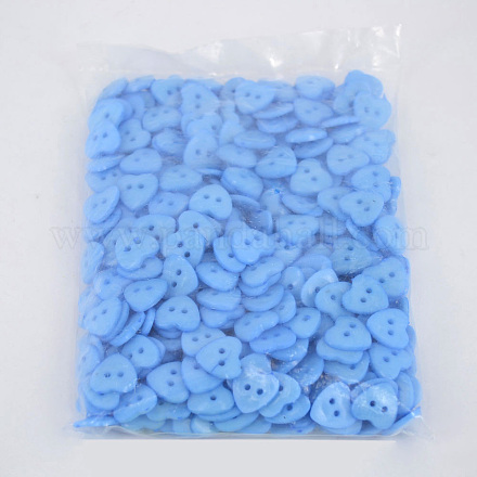 愛らしいハート形のボタン  ABSプラスチック製の縫製ボタン  コーンフラワーブルー  直径約14mm  穴：1.5mm X-NNA0VBT-1
