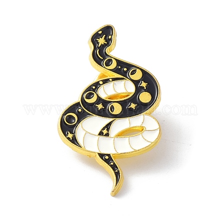Serpent avec lune et étoile broche en émail cool art noir JEWB-P008-A05-1