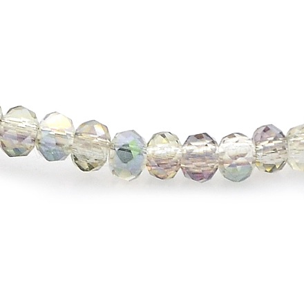 Half Rainbow Plated Faceted Rondelle Glass Beads Strands GLAA-A024A-HR01-1