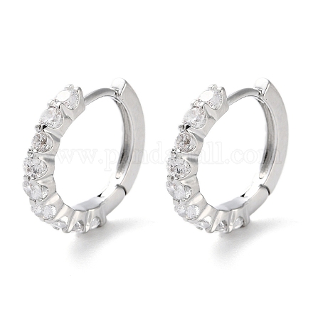 Латунные серьги-кольца из прозрачного кубического циркония EJEW-C121-03P-1