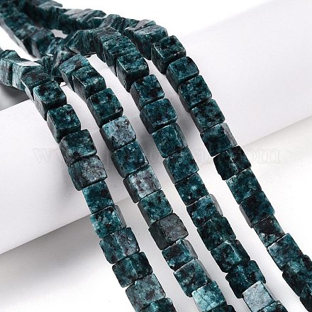 Нити бусин из натурального кунжутного яшмы/киви G-T139-6x6-14A-1