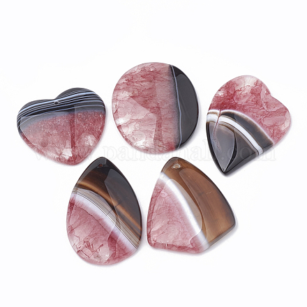 Dyed Natural Crackle Agate Pendants G-S330-08-1