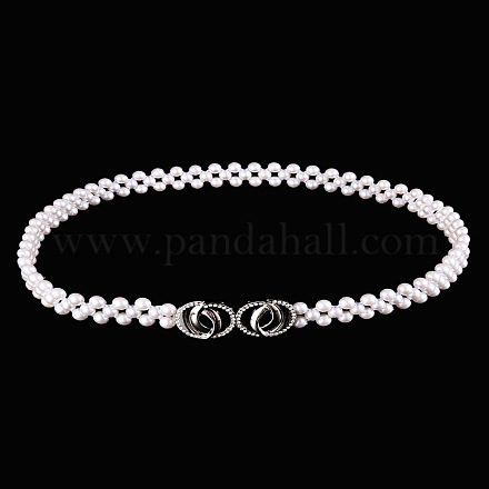 Эластичные цепочные ремни из сплава и акрила с бусинами-имитаторами WG979C0-15-1