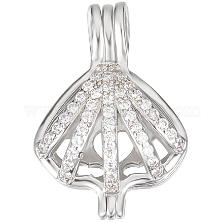 Beebeecraft – 1 pendentifs cage à perles vides en argent sterling plaqué rhodium STER-BBC0005-70B-1