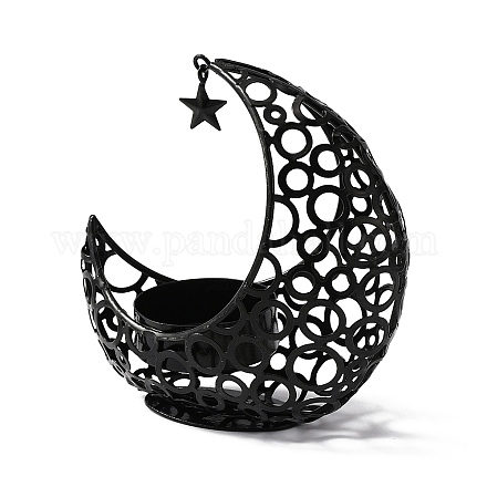Hollow Moon Iron Candle Holder AJEW-WH0314-19B-1