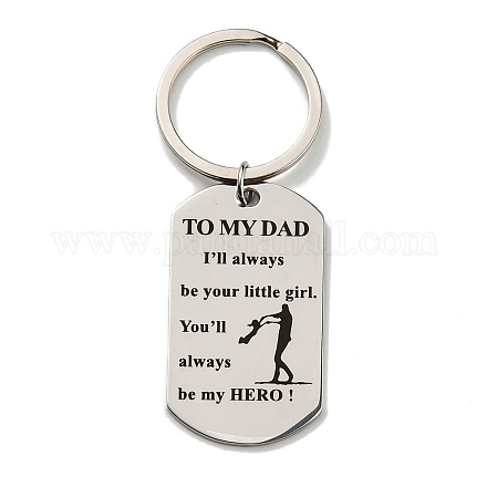 Vatertagsgeschenk: 201 ovaler Edelstahl-Schlüsselanhänger mit der Aufschrift „Wort an meinen Vater“. KEYC-E040-03P-1