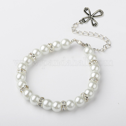 Perles de perles de verre croix bracelets BJEW-JB01421-01-1