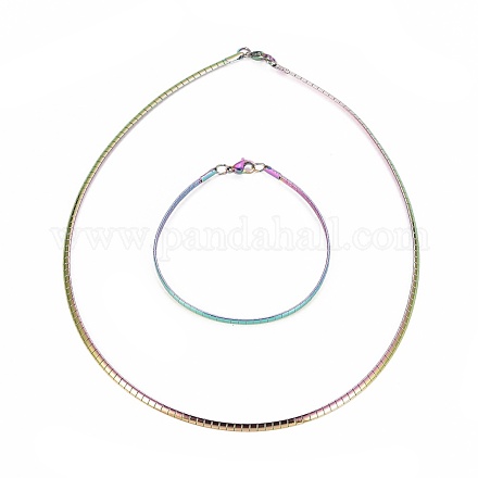 Placage sous vide 304 ensembles de colliers et bracelets à chaîne en acier inoxydable SJEW-E334-01A-M-1