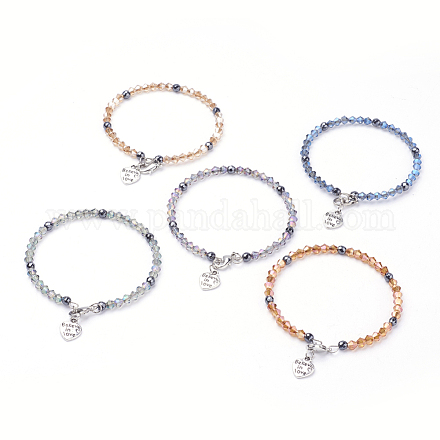 Electroplate Glass Bracelets BJEW-JB03399-1