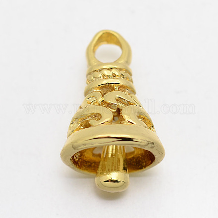 Brass Bell Pendants KK-F0293-08-1