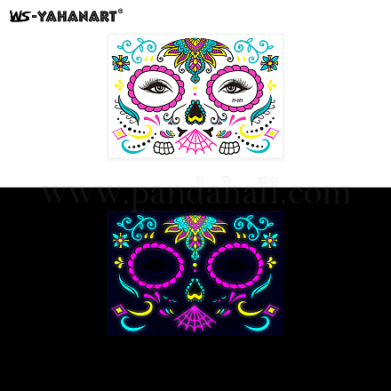 Maske mit Blumenmuster leuchtende Body Art Tattoos LUMI-PW0001-135A-1