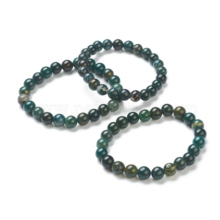 Bracelets extensibles en perles d'agate naturelles BJEW-D446-C-44-1