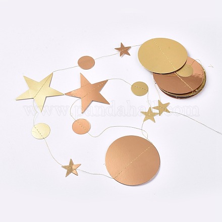 Guirnalda de papel con puntos circulares y estrellas. AJEW-WH0109-76-1