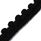 Polyester Lace Trim, Single Edge with Pom Poms Ball Trimming, Garment Accessories, Black, 3/8 inch(11mm)