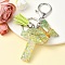 Resin & Acrylic Keychain, with Faux Suede Tassel Pendant & Alloy Findings, Letter T, 9.5cm
