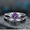 Alloy Micro Pave Cubic Zirconia Finger Rings for Women, Stackable Rings, Platinum, Dark Violet, US Size 8(18.1mm)
