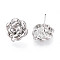 Alloy Stud Earring Findings, with Vertical Loops and 304 Stainless Steel Pins, Flower, Cadmium Free & Nickel Free & Lead Free, Platinum, 15.5x15mm, Hole: 1.2mm, Pin: 0.7mm