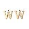 Real 14K Gold Plated 304 Stainless Steel Pendants, with Rhinestone, Letter W, 18x19.5x2mm, Hole: 1.2mm