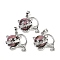 Natural Hypersthene Kitten Pendants, Brass Cute Cat Shape Charms, Platinum, Long-Lasting Plated, Rack Plating, 28.5x30.5x10mm, Hole: 8x5mm