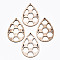 Unfinished Hollow Wood Big Pendants, Laser Cut Wood Shapes, Undyed, Teardrop, Antique White, 57x39~40x2.5mm, Hole: 2mm