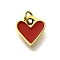 304 Stainless Steel Enamel Charms, with Jump Ring, Heart Charm, Real 18K Gold Plated, Ion Plating(IP), Dark Red, 8x7.5x1.5mm, Hole: 2.5mm