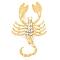 Golden Zinc Alloy with Rhinestone Brooches, Twelve Constellations, Scorpio, 55x35x9mm