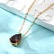 304 Stainless Steel Necklaces, with Cubic Zirconia Teardrop Charms, Real 18K Gold Plated, Dark Red, 16.22 inch(41.2cm) long+64mm extender