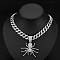Alloy Full Crystal Rhinestone Halloween Spider Pendant Cuban Link Chain Necklaces for Men, Silver, 17.72 inch(45cm)