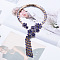 Alloy Rhinestone Flower Tassel Cuff Choker Necklaces for Women, Light Gold, Sapphire, 15.75 inch(40cm)