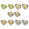 Heart Real 18K Gold Plated Brass Stud Earrings, with Enamel, Mixed Color, 16.5x18mm