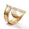 Ion Plating(IP) 304 Stainless Steel Cuff Rings, Leaf, Golden, 9.5~38.5mm, Inner Diameter: 18.1mm