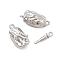 Brass Micro Pave Clear Cubic Zirconia Box Clasps, Platinum, 8x17x7mm, Hole: 1.2mm