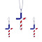 Independence Day Zinc Alloy Enamel with Rhinestone Pendant Necklaces & Dangle Earrings, Platinum, Cross, 400mm & 55x21mm