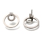 304 Stainless Steel Stud Ring Stud Earrings, Stainless Steel Color, 19.5mm