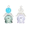 2Pcs 2 Colors Baking Painted Imitation Jade Glass Pendants, Wind Chime, with Glass, & Alloy and Glass Pearl, Mixed Color, 32x20x16mm, Hole: 2.5mm, 1pc/color