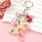 Resin & Acrylic & Faux Suede Tassel Keychain, with Alloy Clasp and Iron Rings, Letter X, 10cm