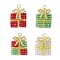 4Pcs 4 Colors Glass Seed Beaded Christmas Gift Pendants, with 304 Stainless Steel Jump Rings, Real 18K Gold Plated, Mixed Color, 20x16x4mm, Hole: 2.6mm, 1pc/color