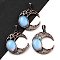 Opalite Pendants, with Red Copper Plated Brass Findings, Moon, 34x30x9~9.5mm, Hole: 5x8mm