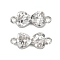 Brass Textured Connector Charms, Bowknot Links, Real Platinum Plated, 7x17x2mm, Hole: 1.5mm