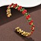 Brass Enamel Cuff Bracelets, Golden, Cherry, Inner Diameter: 2-1/4x2 inch(5.7x5.1cm)