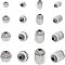 16Pcs 8 Style 304 Stainless Steel Corrugated Beads, Mixed Shapes, Stainless Steel Color, 2pcs/style