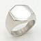 304 Stainless Steel Finger Rings, Hexagon, Stainless Steel Color, US Size 10(19.8mm)
