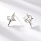 Elegant 925 Silver Four-Pointed Star Pearl Stud Earrings for Women