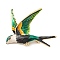 Bird Enamel Pins, Zinc Alloy Brooches for Backpack Clothes, Dark Green, 41x52mm