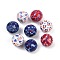 Independence Day Theme Wood European Beads, Printed Large Hole Beads, Round, Mixed Color, 15.5~6mm, Hole: 4mm