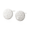 Hammered Brass Stud Earring Findings, Flat Round, Nickel Free, Real Platinum Plated, 10mm, Hole: 1mm, Pin: 0.6mm