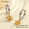 Christmas 304 Stainless Steel Clear Cubic Zirconia Two Tone Hoop Earrings, Golden & Stainless Steel Color, Star, 12mm