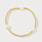 Brass Round Beaded Stretch Bracelets, Cross Resin Jewelry for Women, White, 7-7/8 inch(20cm), Inner Diameter: 6-7/8 inch(17.5cm)