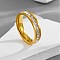 304 Stainless Steel Crystal Rhinestone Finger Rings, Golden, US Size 7(17.3mm)